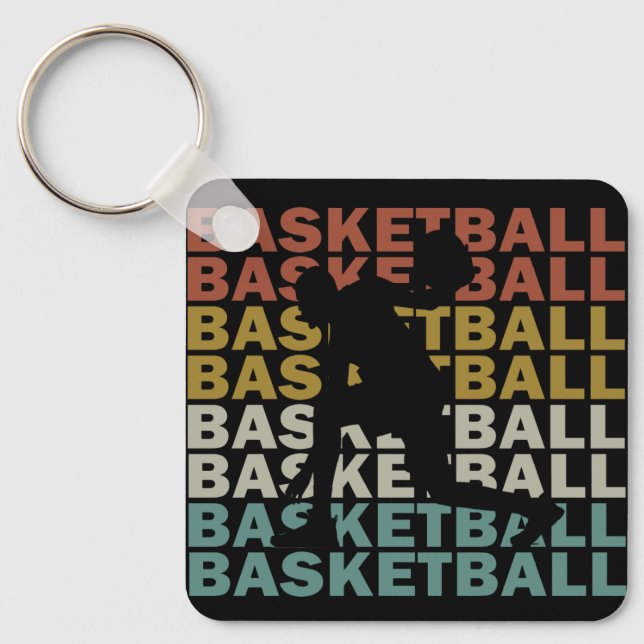 Basketballspieler Vintag Retrostil Schlüsselanhänger (Vorderseite)