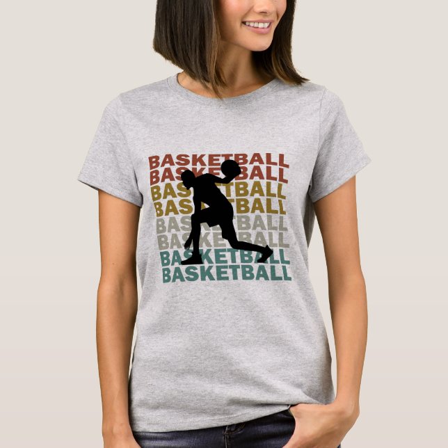 Basketballspieler Vintag Retrostil T-Shirt (Vorderseite)