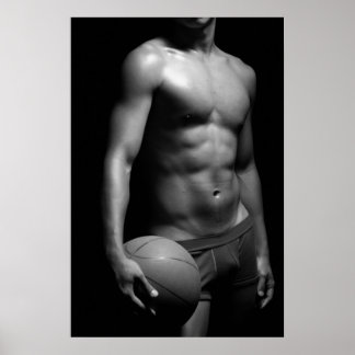 Basketballspieler W6 in Schwarzweiß Poster
