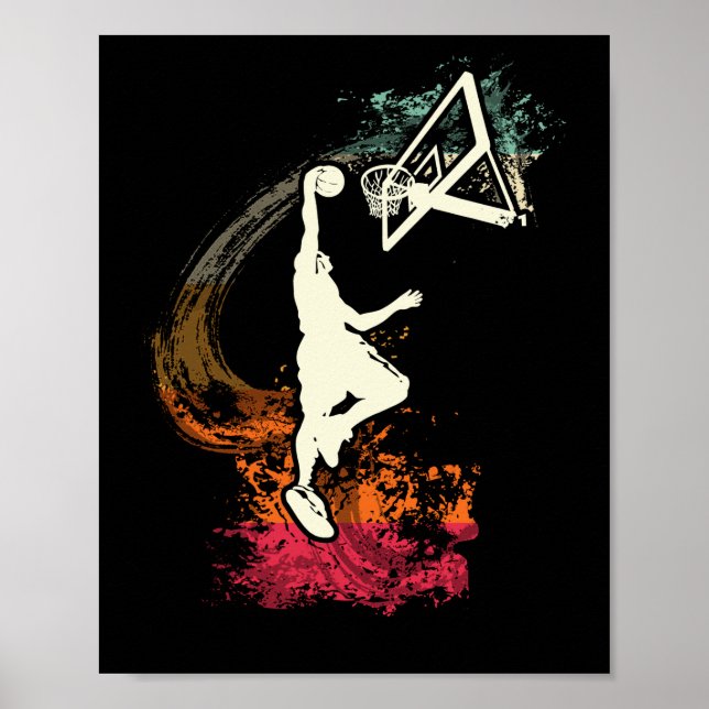 Basketballspielerjunge VINTAG Dunk Poster (Vorne)