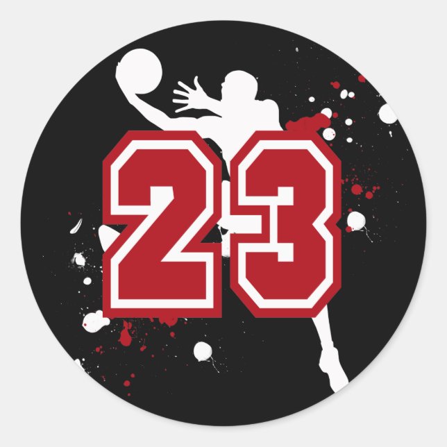 BASKETBALLSPIELNUMMER 23 RUNDER AUFKLEBER (Vorderseite)