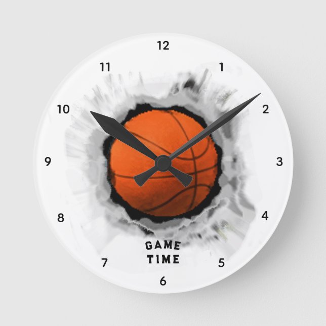 Basketballspielzeit Runde Wanduhr (Vorderseite)