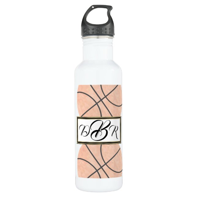Basketballsportmonogramm Edelstahlflasche (Vorderseite)