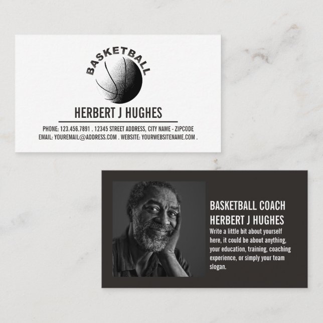 Basketballsymbol, Basketballspieler, Trainer, Foto Visitenkarte (Vorne/Hinten)