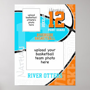 Basketballteam + Athletenfoto in beliebigen Teamfa Poster