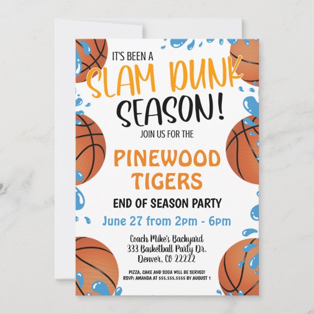 BASKETBALLTEAM ENDE DER SAISON-PARTY EINLADUNG (Vorderseite)