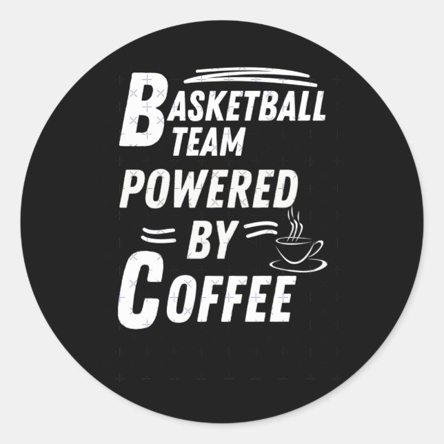 Basketballteam Powered Runder Aufkleber (Vorderseite)
