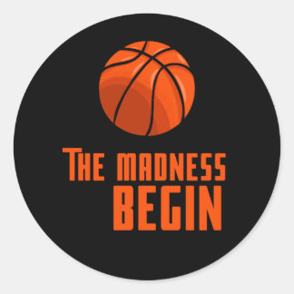 Basketballthema Der Wahnsinn beginnt März Wahnsinn Runder Aufkleber