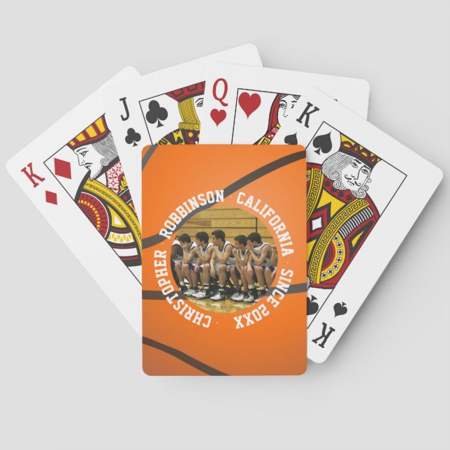 Basketballthema mit Foto und benutzerdefiniertem T Spielkarten (Rückseite)