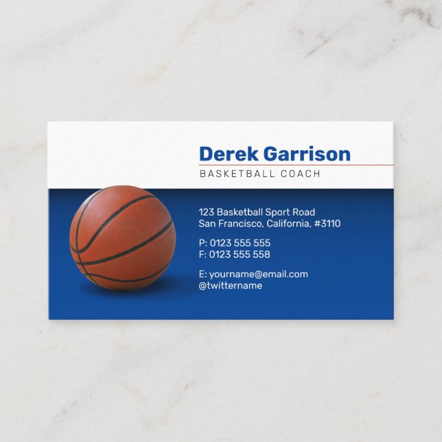 Basketballtrainer | Sport Trainer Deep Blue Visitenkarte (Vorderseite)