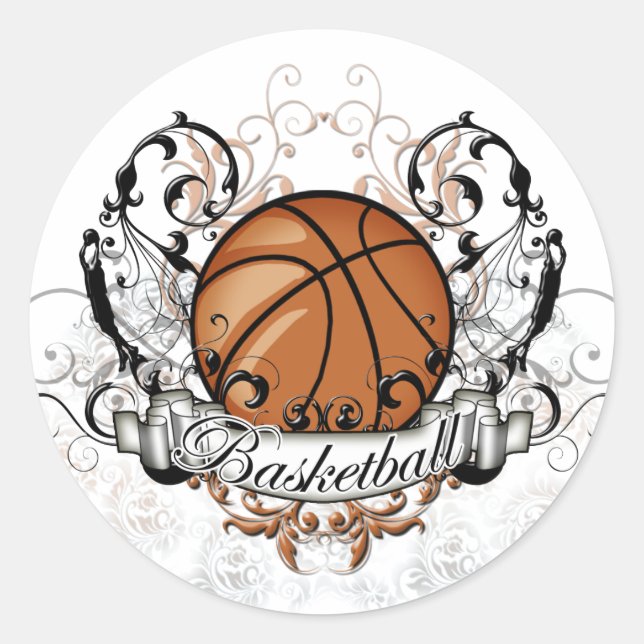 Basketballtribal Runder Aufkleber (Vorderseite)