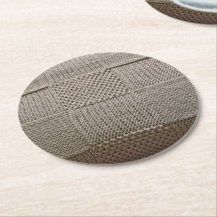 Basketweave Patchwork Strick von Shirley Taylor Runder Pappuntersetzer