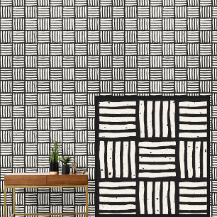 Basketwebe mit schwarzen Knochengittern Tapete