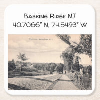 Basking Ridge NJ Map Coordinate 1906 Vintag Style