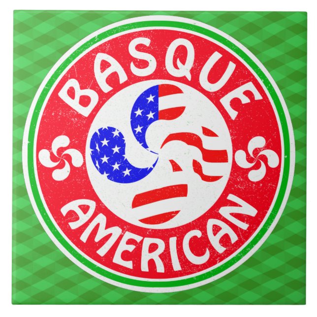 Baskisches Amerikaner Euskara Lauburu Kreuz Fliese (Vorderseite)