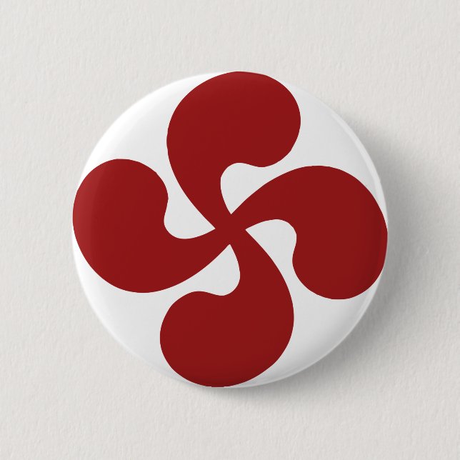Baskisches Kreuz rotes Lauburu Button (Vorderseite)