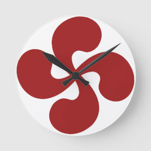 Baskisches Kreuz rotes Lauburu Runde Wanduhr