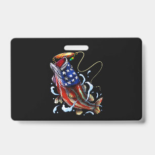 Bass-Angeln Fisch Amerikanische Flagge Patriotisch Ausweis
