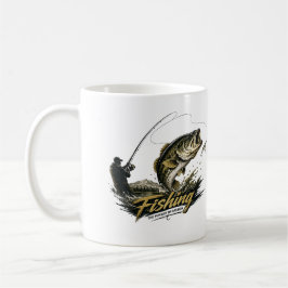 Bass-Angeln-Mug | Fischer-Kaffeetasse | Vintage  Kaffeetasse