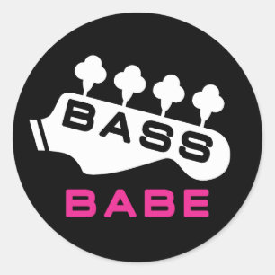 Bass Babe Geschenk für Bassiste Girl Runder Aufkleber