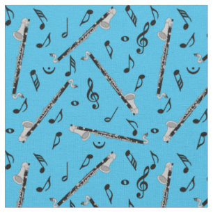 Bass Clarinet Black Musiknoten Stoff
