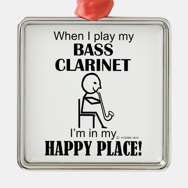 Bass Clarinet Happy Place Ornament Aus Metall (Vorne)
