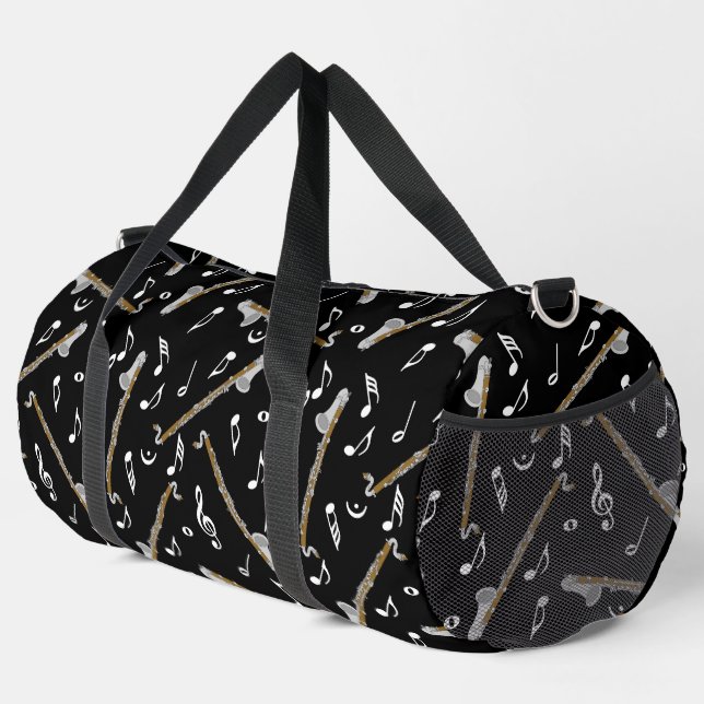 Bass Clarinet Musiknote Muster Duffle Bag (Rechte Ecke)