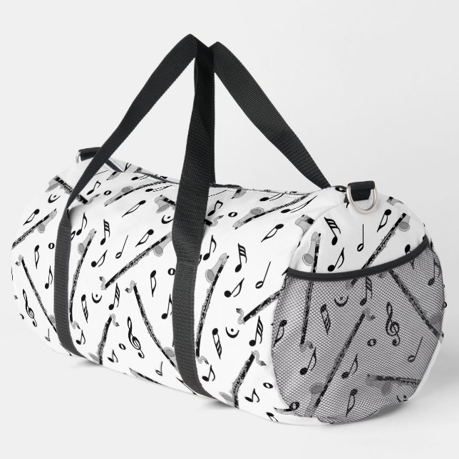 Bass Clarinet Musiknote Muster Duffle Bag (Rechte Ecke)