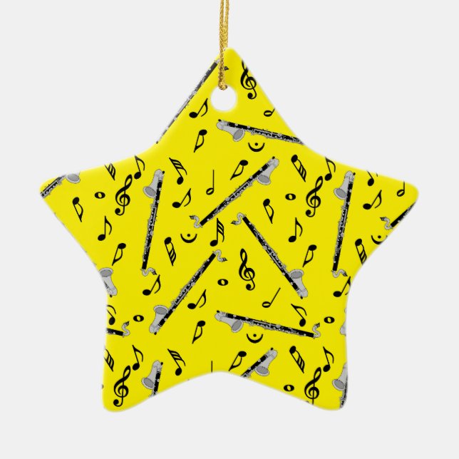 Bass Clarinet Musiknote Muster Keramik Ornament (Vorne)