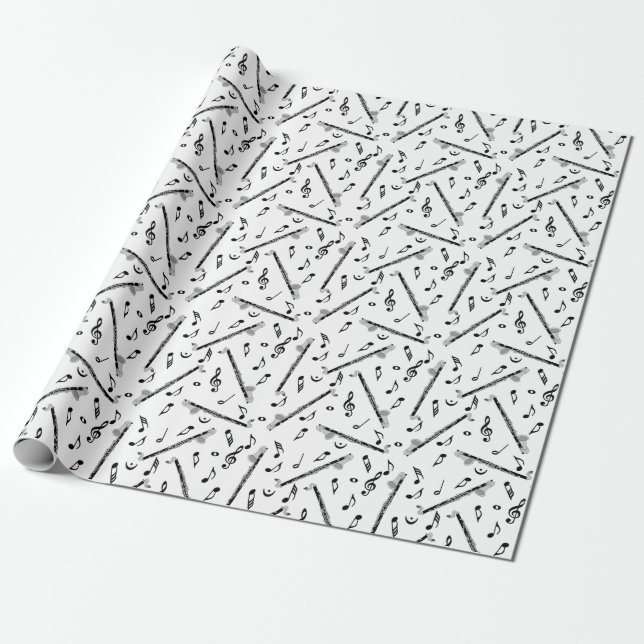 Bass Clarinet Musiknoten Geschenkpapier (Ungerollt)