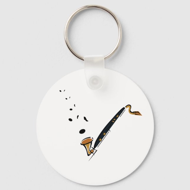 Bass Clarinet with music notes Schlüsselanhänger (Vorderseite)