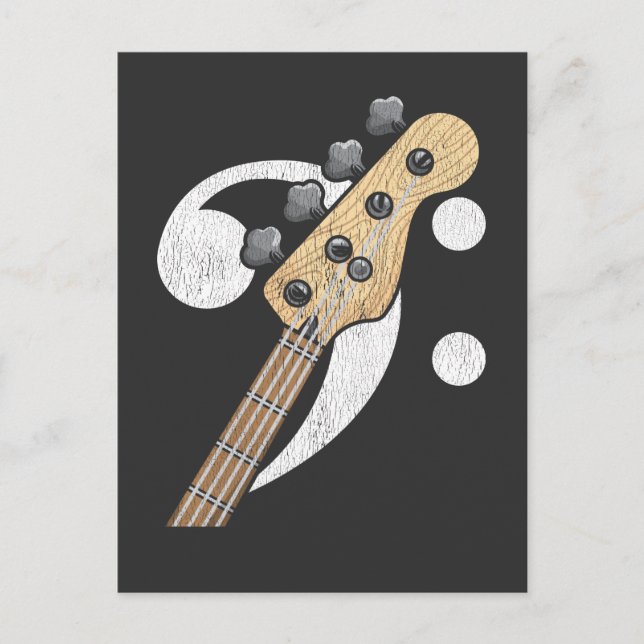 Bass Clef Guitar Bass Player Musician Postkarte (Vorderseite)