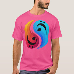 Bass Clef Guitar Yin und Yang Retro Bassist T-Shirt
