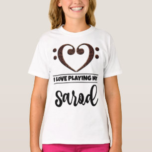 Bass Clef Heart Liebe Sarod spielen T-Shirt