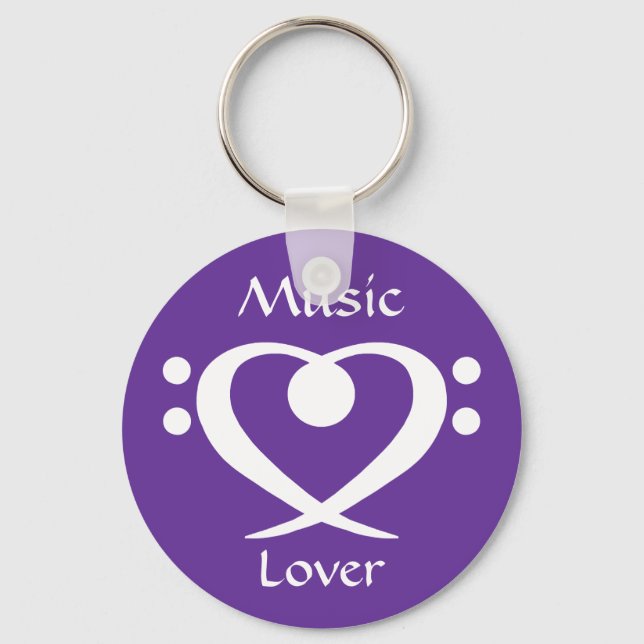Bass Clef Heart Music Lover Schlüsselanhänger (Vorderseite)