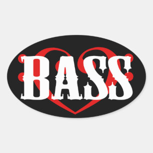 Bass Clef Heart Ovaler Aufkleber