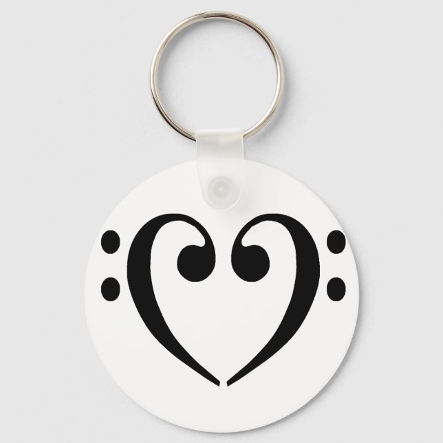 Bass Clef Heart Schlüsselanhänger (Vorderseite)