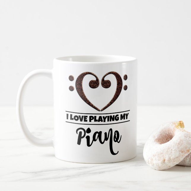 Bass Clef Herz I Liebe Klavier spielen Kaffeetasse (Mit Donut)