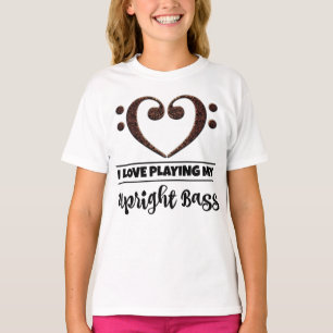 Bass Clef Herz I Liebe spielen meine aufrechte Bas T-Shirt