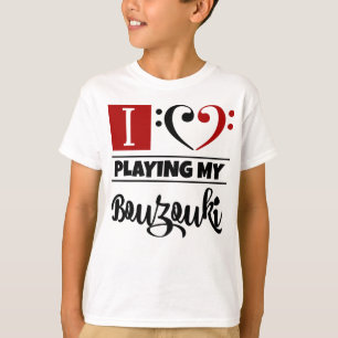 Bass Clef Herz I Liebe spielen meine Bouzouki T-Shirt