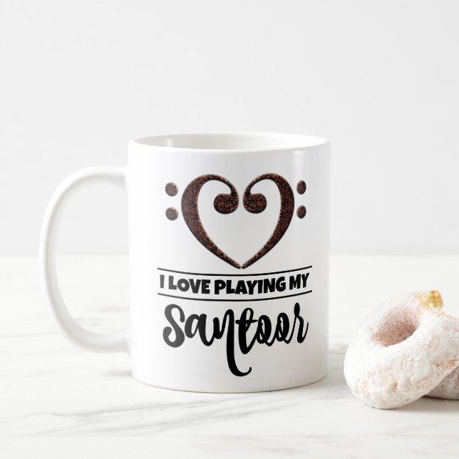 Bass Clef Herz I Liebe spielen meine Santoor Kaffeetasse (Mit Donut)