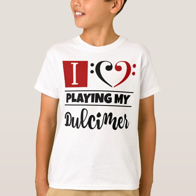 Bass Clef Herz I Liebe spielen meinen Dulcimer T-Shirt (Vorderseite)