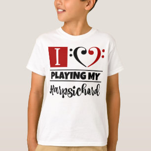 Bass Clef Herz I Liebe spielt mein Cembalo T-Shirt