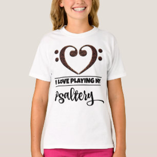 Bass Clef Herz Liebe Psalterie spielen T-Shirt