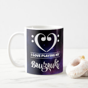 Bass Clef Herz Lila Nebula Liebe Bouzouki Kaffeetasse