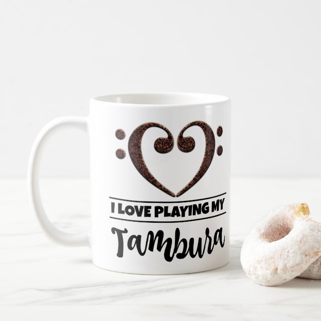 Bass Clef Herzstück I Liebe spielen Kaffeetasse (Mit Donut)