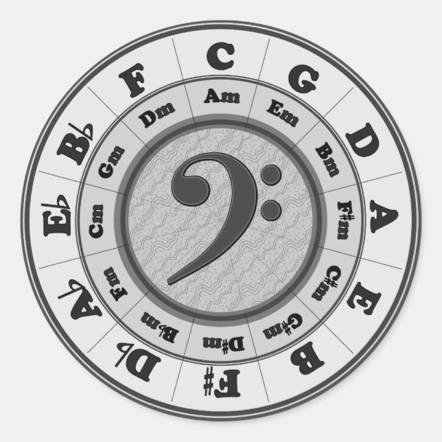 Bass-Clef-Kreis Runder Aufkleber (Vorderseite)