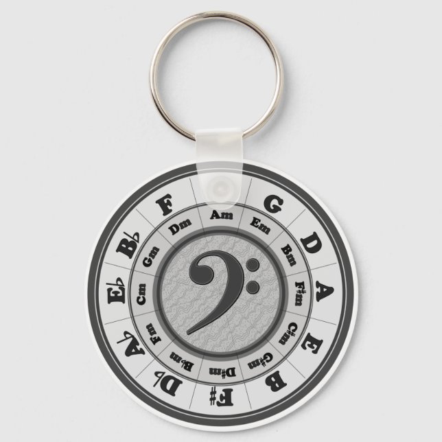Bass-Clef-Kreis Schlüsselanhänger (Vorderseite)