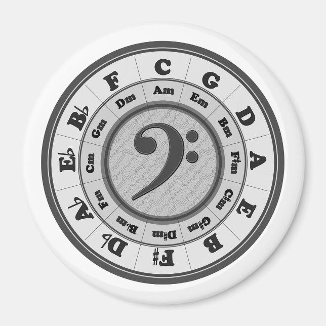 Bass-Clef-Kreis von fünf großen runden Magnet (Vorne)