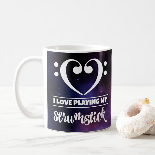 Bass Clef Lila Nebel Liebe Strumstick Kaffeetasse (Mit Donut)
